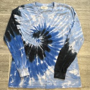 Blue Tie Dye Ocean Drive Long Sleeve Tee, Size Small